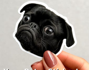 Custom Pet Head Sticker - Die Cut Gloss Laminated & Waterproof Pet Portrait Gift and Keepsake.