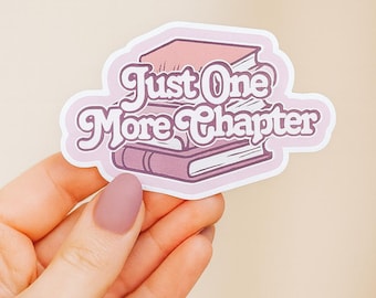 Just One More Chapter Sticker: Purple Book Stack, Waterproof Vinyl