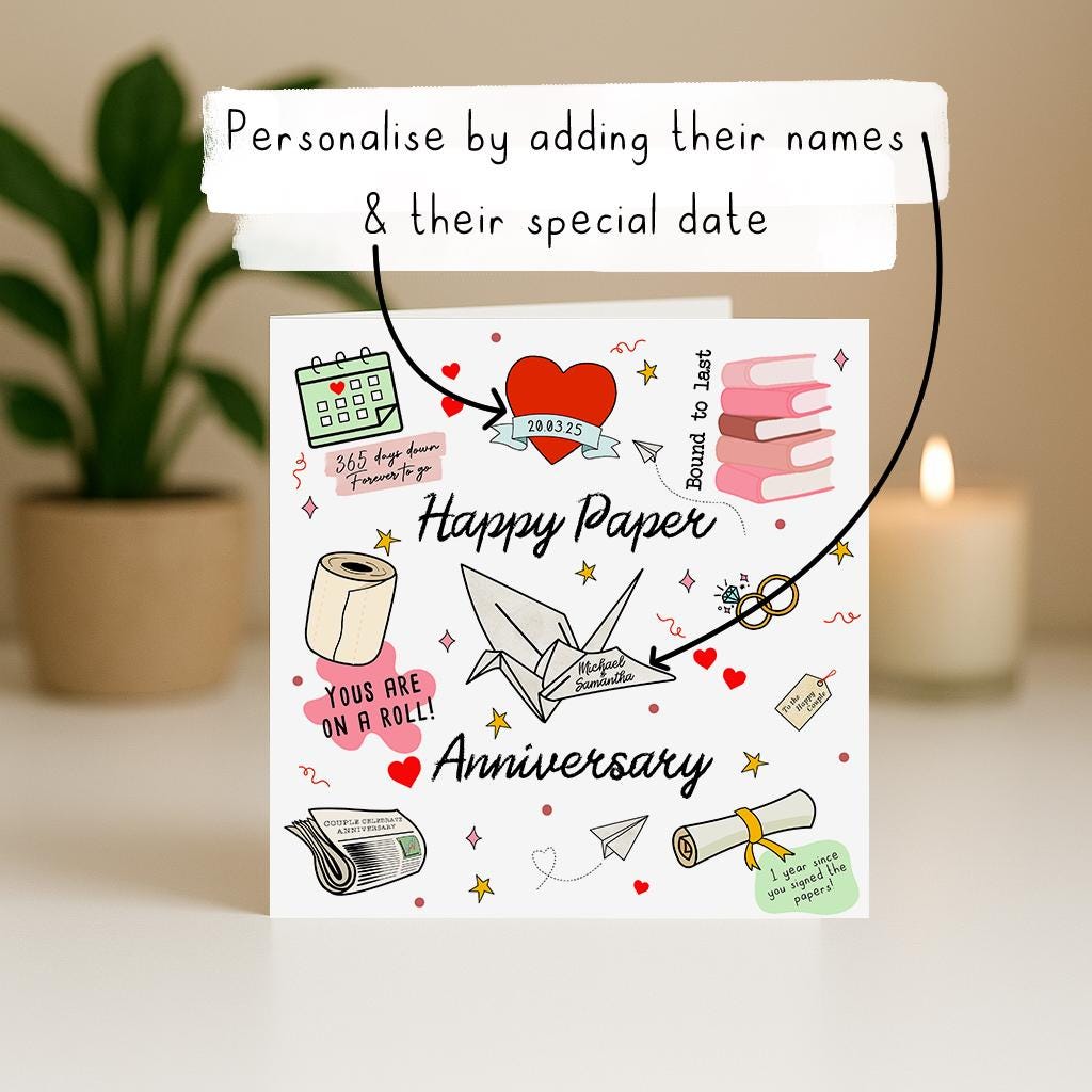 Personalised Paper Anniversary Card | 1st Wedding Anniversary With ...
