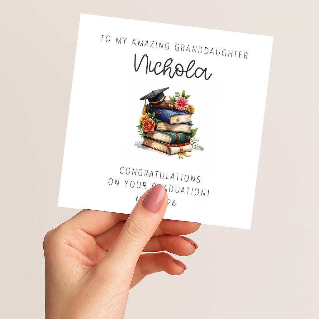 Personalised Graduation Card for Granddaughter | Custom Name & Date ...