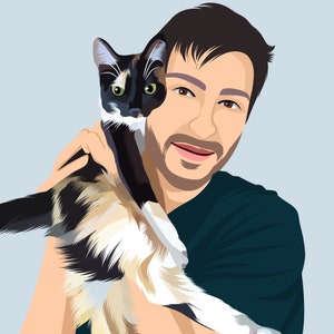 Digital Drawing. Custom Cartoon Style Pet Portrait. Hand Drawn & Fully Customizable! [Max 2 Pets/People - message us for more options]
