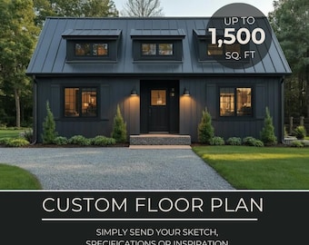 Floor Plans Custom, Custom Tiny Home Floor Plan, Modern Cabin Floor Plan, Custom Floor Plans, Floor Plan Design, Barndominum FloorPlan