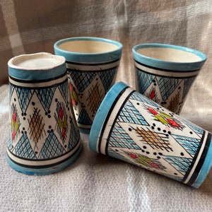 Handbemalte marokkanische Keramik Kaffeetasse: Handgefertigte Keramik Tee-Set