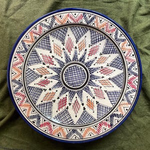Piatto da portata grande / Ceramica marocchina / Piatto in ceramica fatto a mano / Decorazione murale / Ceramica fatta a mano / Piatto marocchino / 42 cm