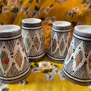 Handbemalte marokkanische Keramik Kaffeetassen: Handbemalte Tee-Set