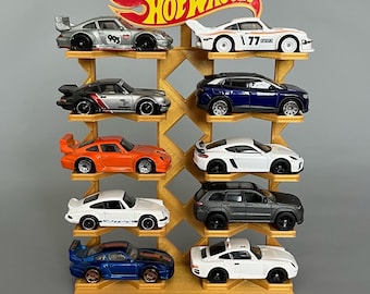 Expositor para 10 coches de Hot Wheels a escala 1/64. Soporte para 10 coches de fundición.