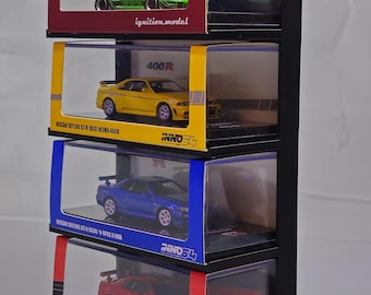 Estante de pared para maquetas Plexy - Estante de pared para 4 coches - Soporte para 4 coches - Exhibidor de coches de fundición a presión - Exhibidor de coches de colección