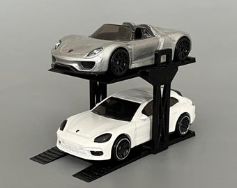 Elevador de coches de fundición a presión - Elevador de diorama de coches modelo Hot Wheels - Elevador a escala 1/64 para 2 coches