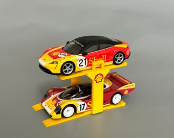 Elevador de coches de fundición a presión - Elevador de diorama de coches modelo Shell - Elevador a escala 1.64 para 2 coches