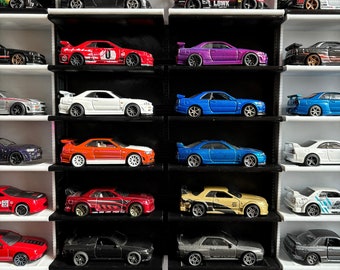 Estante de pared para Hot Wheels - Estante de pared para 10 coches - Soporte para 10 coches - Estante de exhibición de coches Hot Wheels - Exhibición de coches a escala 1/64