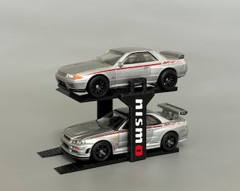 Elevador de coches de fundición a presión - Elevador de diorama de coches modelo Nismo - Elevador a escala 1.64 para 2 coches