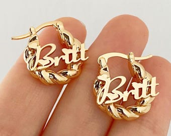 Custom Name Hoop Earrings, Personalized Kids Earrings