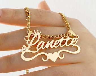 14K Gold Filled Name Plate Necklace: Personalized Cuban Chain, Custom Jewelry