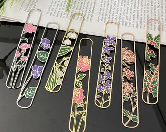 Personalized Color Birth Flower Bookmark: Custom Metal Gift for Book Lover