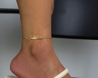 Custom Name Anklet, Personalised Anklet, Name Anklet 18K, Anklets for women, Beach Jewelry, Dainty Anklet, Summer jewellery, Gift for her