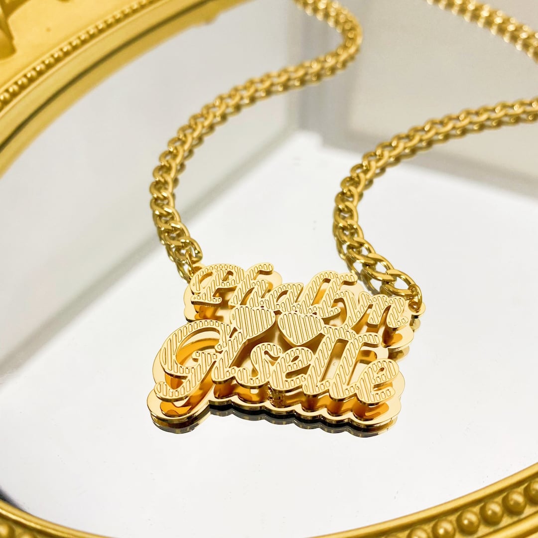 Gold Double Nameplate Necklace