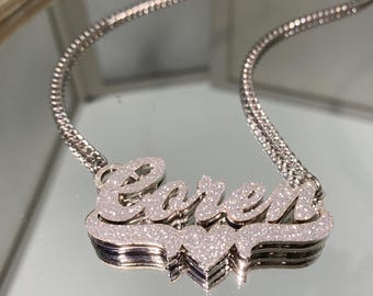 Custom Name Plate Necklace, Old English Font, Personalized Gift