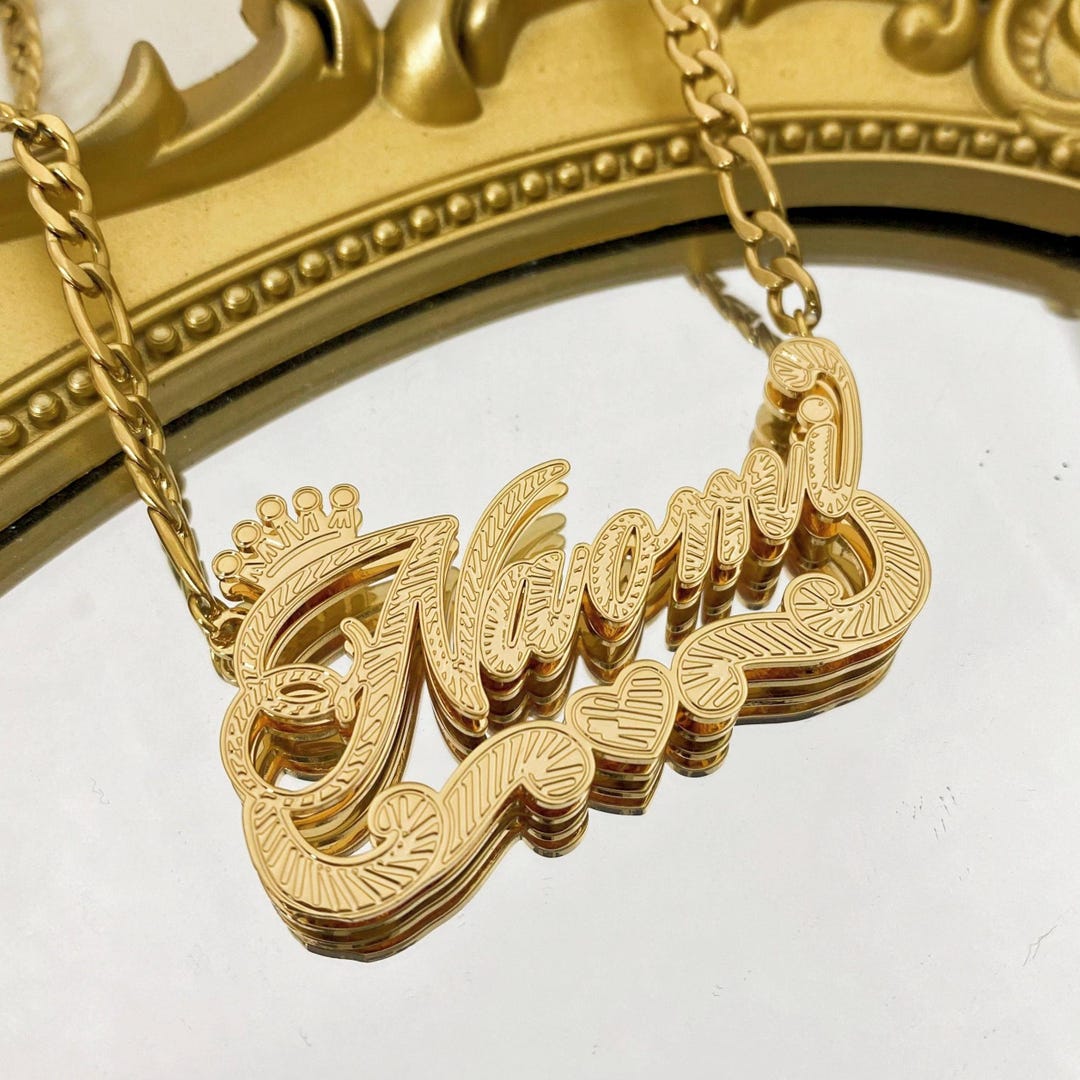Gold Double Nameplate Necklace