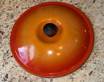 Vintage Le Creuset #20 Orange Enameled Cast Iron Replacement Pot Lid Only 8"