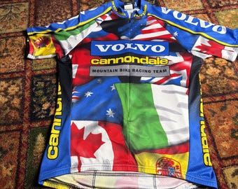 Vintage Cannondale Volvo 3/4Zip Cycling Bike Racing Jersey MTB USA Made Mens L