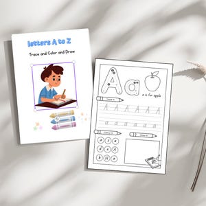 Libro para colorear y trazar el alfabeto para niños | Práctica de letras de la A a la Z | Mayúsculas y minúsculas | PDF imprimible para preescolar y jardín de infantes