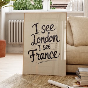 Funny Bathroom Print I See London I See France Poster, Trendy Quirky Bathroom Decor, Toilet Wall Art, Cute Bathroom Toilet Humor Wall Art