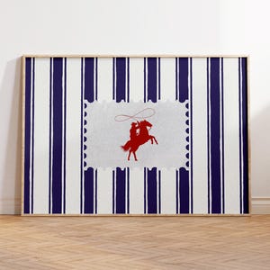 Vintage Striped Rodeo Print Western Bedroom Print Cowboy Wall Art Rustic Mid Century Modern Decor Retro Horse Print Digital Download