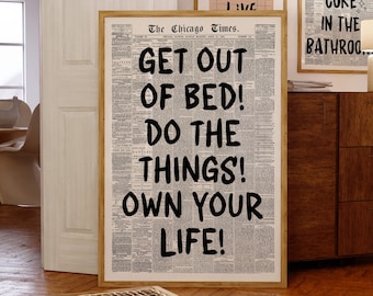 Retro Newspaper Print, Own Your Life Print, Trendy Wall Art, Vintage Bar Cart, Girly Wall Art, Retro Dorm Room Decor, Printable Poster