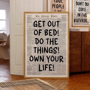 Retro Newspaper Print, Own Your Life Print, Trendy Wall Art, Vintage Bar Cart, Girly Wall Art, Retro Dorm Room Decor, Printable Poster