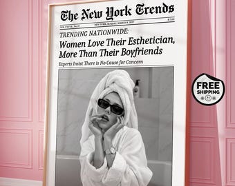 PHYSICAL Newspaper Print, Esthetician Wall Art, Feminist Women Times, New York Times, Spa Makeup Poster, Salon Poster, Girl Dorm Room Decor