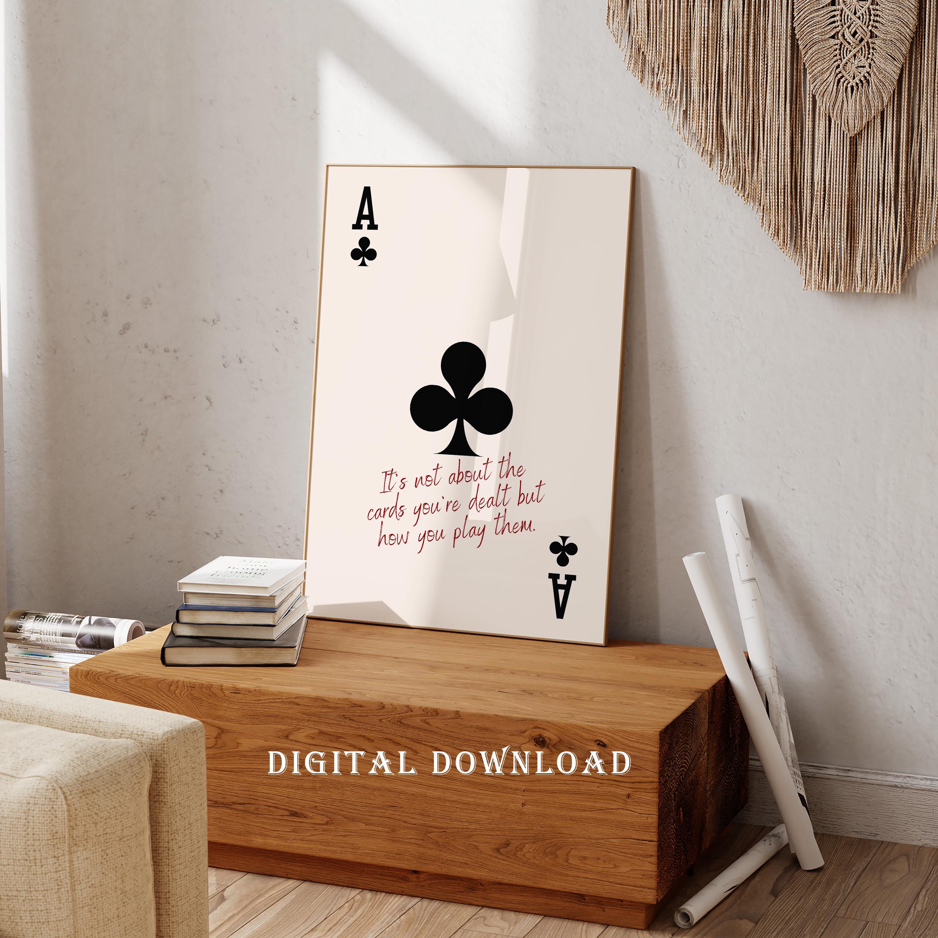 Club aas print, retro speelkaart kunst aan de muur, trendy schoppen aas  kunst, inspirerende citaat poster, beige decor aas kaart, decor  meisjesslaapzaal - Etsy België, image size:3000x3000