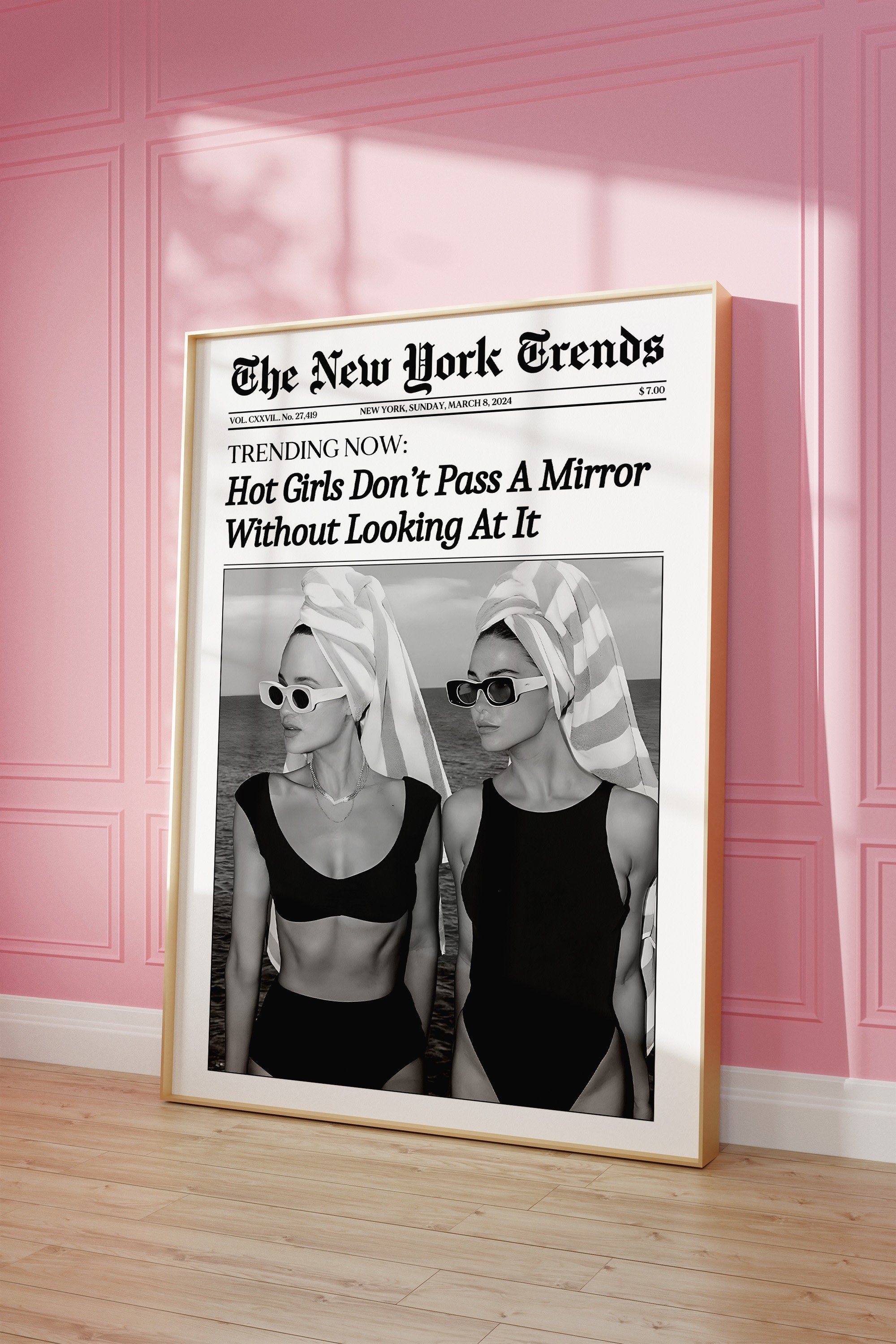 Trendy Newspaper Print, Hot Girls Poster, New York Magazine Wall