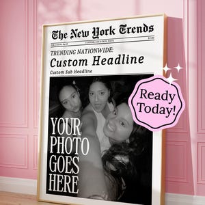 BENUTZERDEFINIERTE Zeitungsdruck, personalisierte New York Times Wandkunst, Retro Wand Dekor Badezimmer Dekor, Mädchen Wohnheim Zimmer Dekor, druckbares individuelles Poster