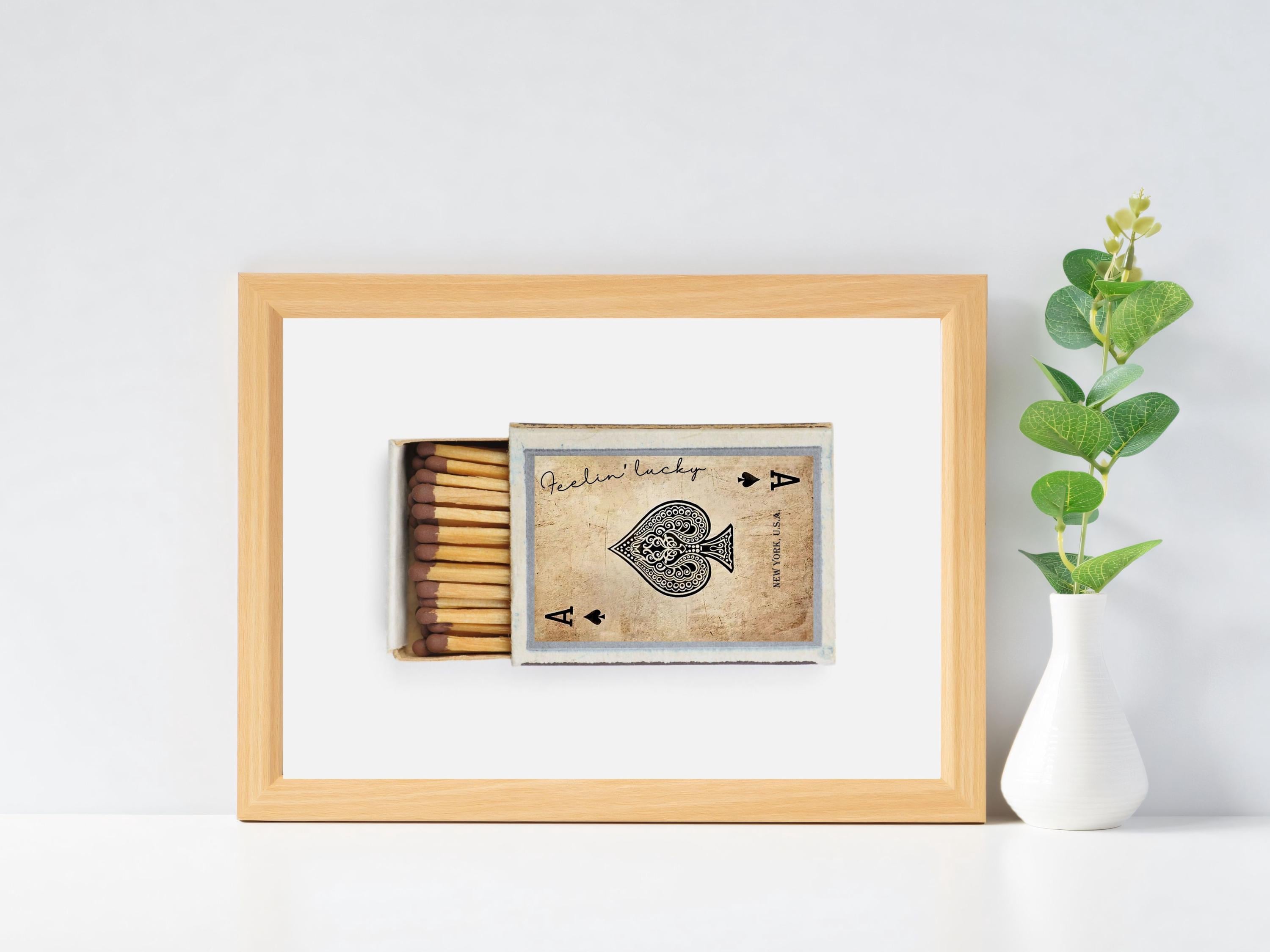 Feelin Lucky Ace of Spades Retro Matchbox Print, Trendy Wall Art