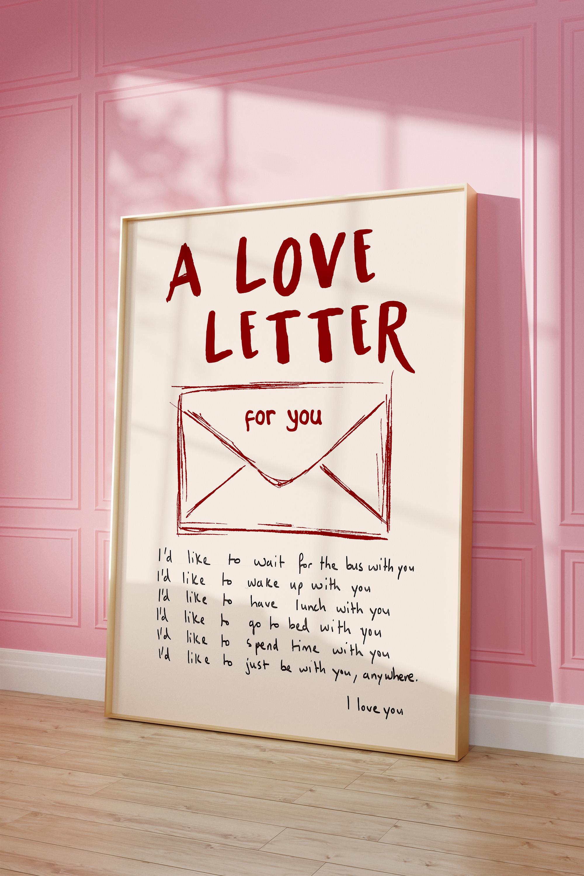 A Love Letter Print, Aesthetic Wall Art, Mid Century Gift for