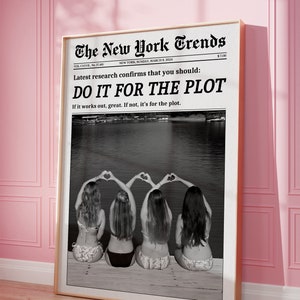 Modny nadruk w gazecie, zrób to dla fabuły, plakat z gorącymi dziewczynami, New York Times, plakat do magazynu, nadruk na wózek barowy w stylu vintage, dziewczęcy pokój w akademiku w stylu retro