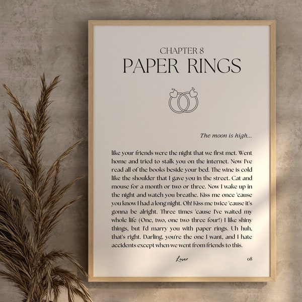 Paper Rings Lyric Print, Taylor Swift Poster, Taylor Swift Lover Poster Print Wall Art 1989 folklore Swiftie Christmas Gift Merch DIGITAL