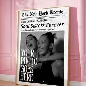 Soul Sisters CUSTOM Newspaper Print, Personalized  Poster, Best Friends Gifts, Roommates Gifts, Bestie Birthday Gift, Girl Dorm Room Decor