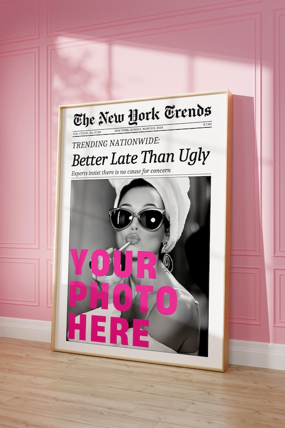 CUSTOM Trendy Newspaper Print, Personalized New York Times Wall