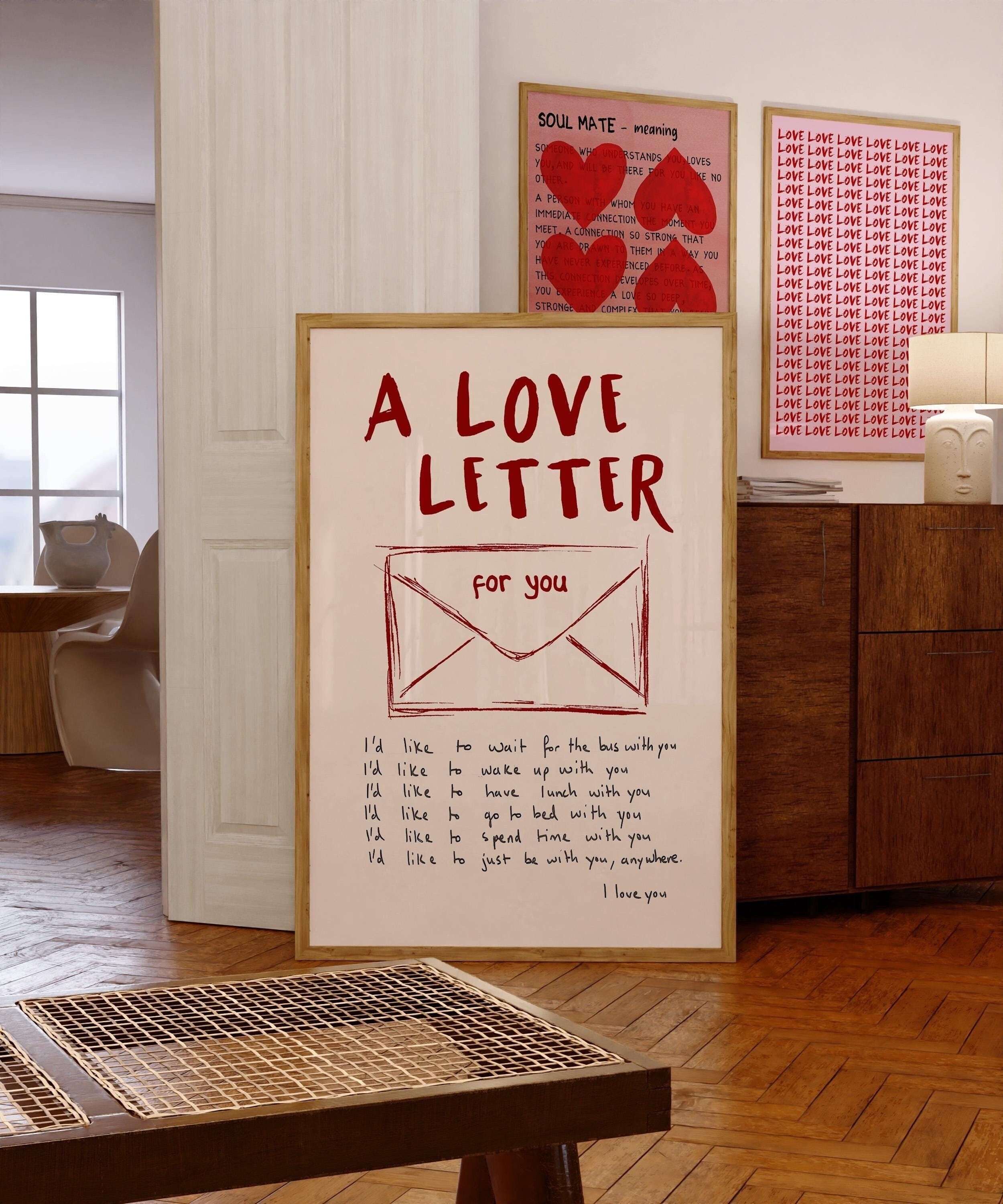 A Love Letter Print, Aesthetic Wall Art, Mid Century Gift for