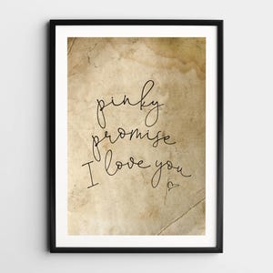 Impresión artística "Love You", póster vintage "Te amo", arte de pared retro, impresión tipográfica hecha a mano, arte de pared de los años 70, regalo para pareja, decoración de dormitorio de niña