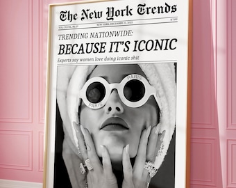 Trendy Girly Newspaper Print, New York Trends Wall Art, Magazine