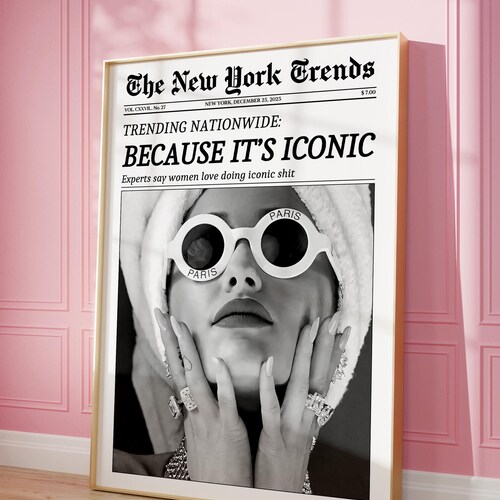 Trendy Girly Newspaper Print, New York Trends Wall Art, Magazine
