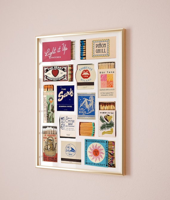 Vintage Matchbox Print, Trendy Matches Poster, Retro Matchbook Wall Art, Funky Red Aesthetic Print for Apartment, Instant Digital Download