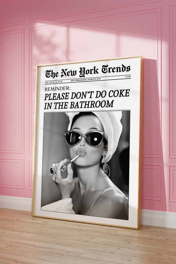 Trendy Newspaper Print, New York Times Wall Art, Don't Do Coke in