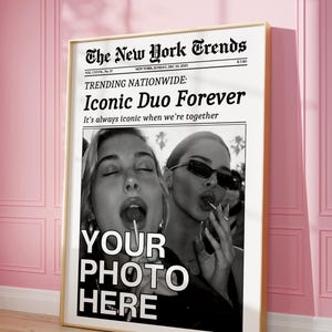 CUSTOM Newspaper Print, Best Friend Poster, New York Times Wall Art, Friendship Gift, Bestie Birthday Gift, BFF Poster, Iconic Duo Forever