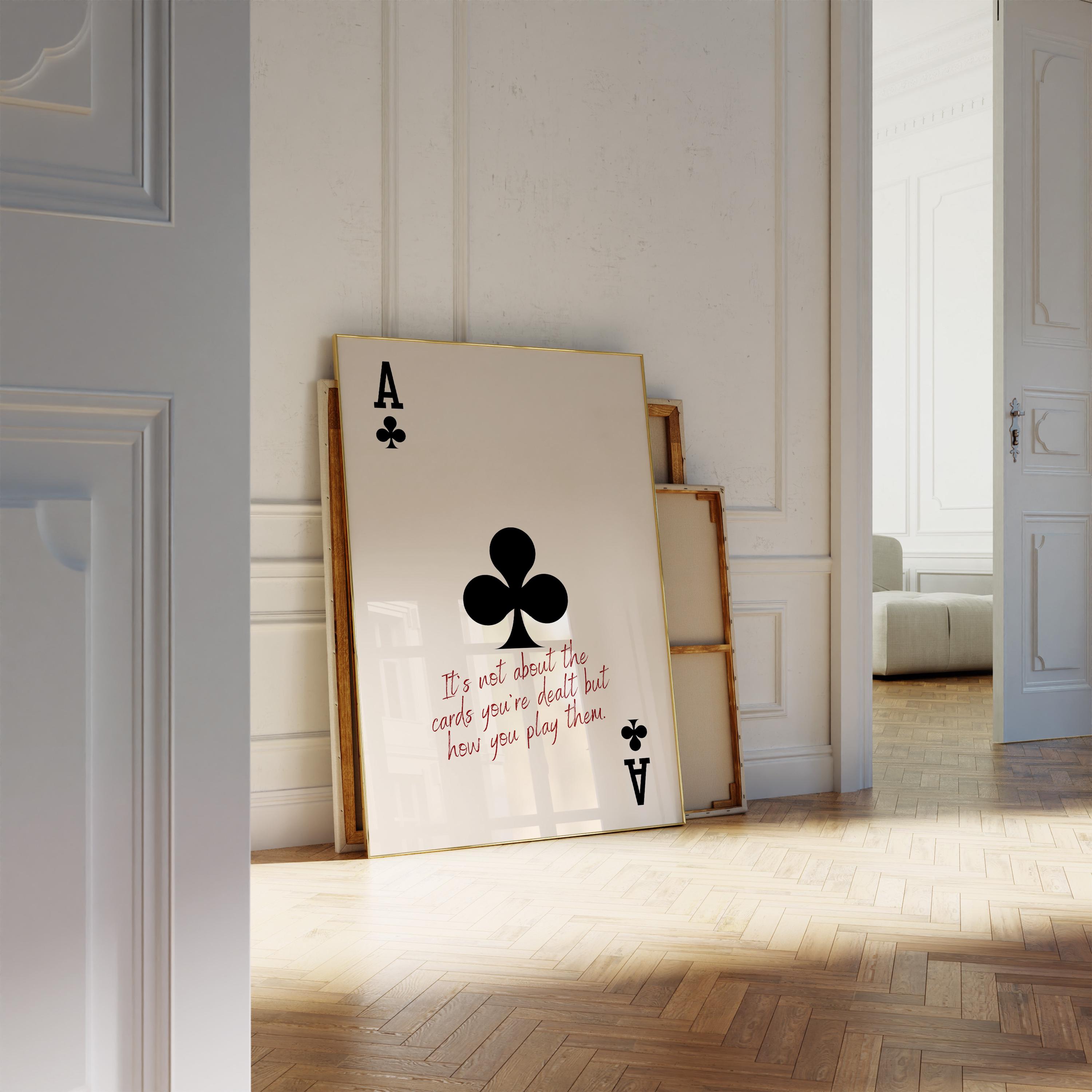 Club aas print, retro speelkaart kunst aan de muur, trendy schoppen aas  kunst, inspirerende citaat poster, beige decor aas kaart, decor  meisjesslaapzaal - Etsy België, image size:3000x3000