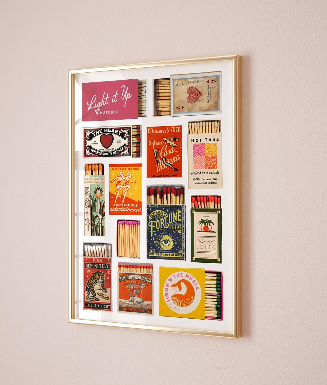 Vintage Matchbox Print, Trendy Matches Poster, Retro Matchbook Wall Art ...