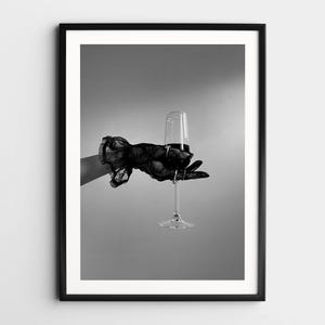 Woman Drinking Red Wine Wall Art, Black and White Print, Vintage Wine Photo, Feminist Poster, Alcohol Art, Bar Cart Print, Retro Wall Decor