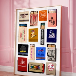 NYC Vintage Matchbook Print New York City Matchbook New York Retro Matchbox Restaurant Bar Club Home Kitchen Decor Trendy Matches Wall Art
